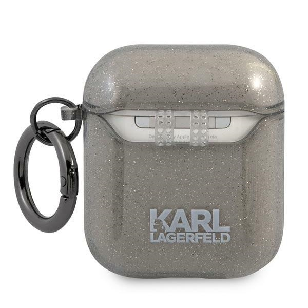 Etui KARL LAGERFELD Apple AirPods Cover Glitter Karl`s Head Czarny Case
